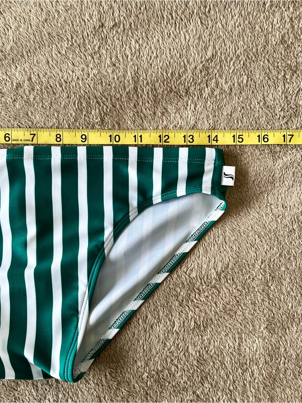 Men's Striped Green & White Swim Brief (read listing) - Picture 3 of 7